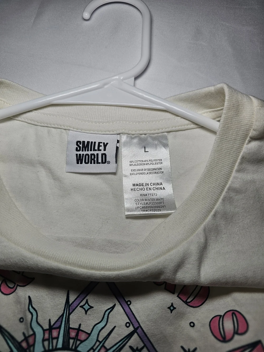 Smiley World Ruched Baby Tee Kids Large Pastel Graphic Crop Top Y2K Fairycore